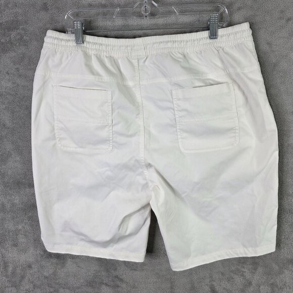 Mens Fashion Style White Shorts Drawstring 100% Polyester 10" Inseam Size XL - Picture 6 of 10